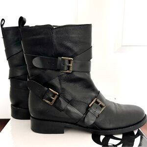 Nine West Trentao Black Leather Boots | Women’s Size 8M